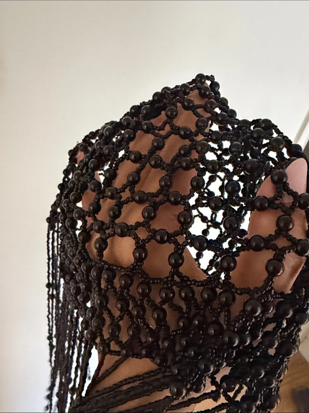 Black Beaded Fringe head piece - Picture 5 of 6